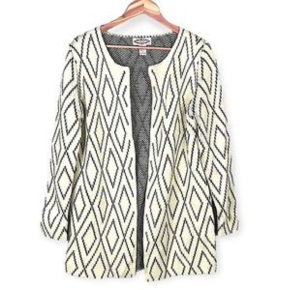 Geometric Print Sweater Open-Front  Cardigan  L - Picture 1 of 12